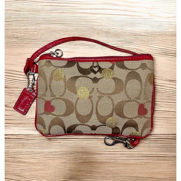 Coach 16295 Poppy Signature Lurex Rocker Secret Admirer Carryall & Wristlet - Picture 7 of 14